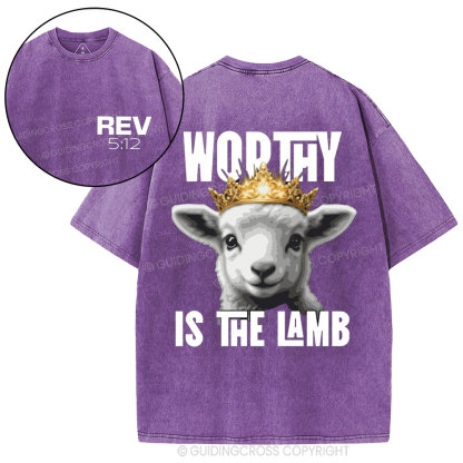 Worthy Is The Lamb Christian Washed T-Shirt