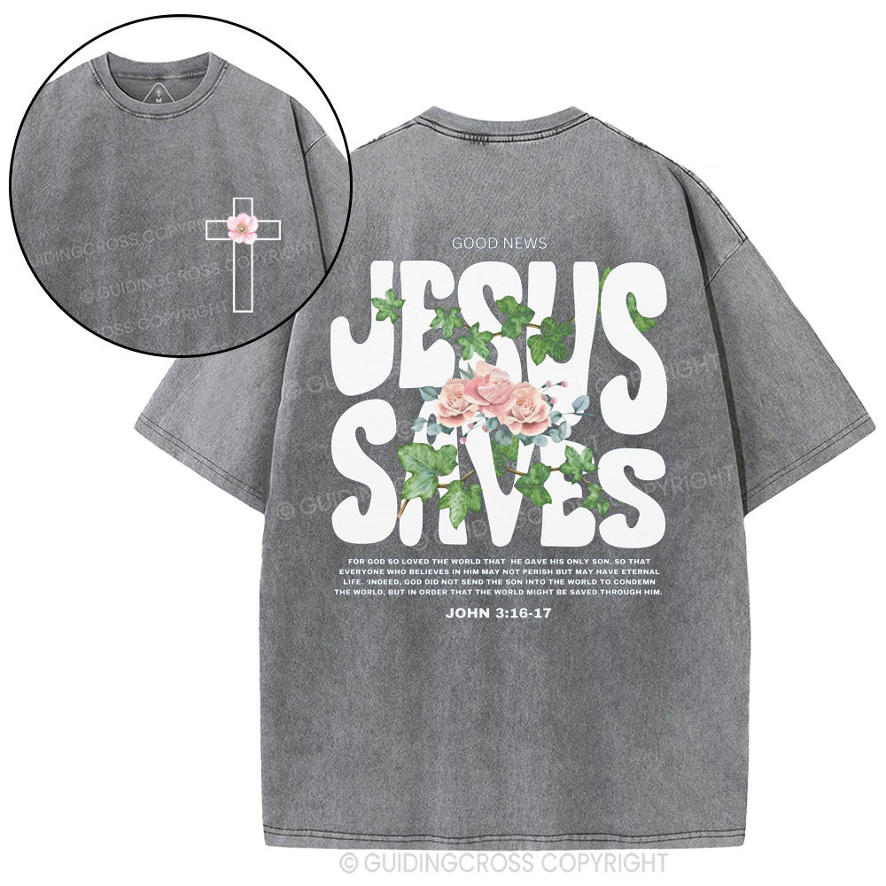 Jesus Saves Christian Washed T-Shirt