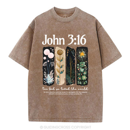 For God So Loved The World Christian Washed T-Shirt