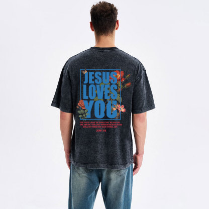 For God So Loved Christian Washed T-Shirt