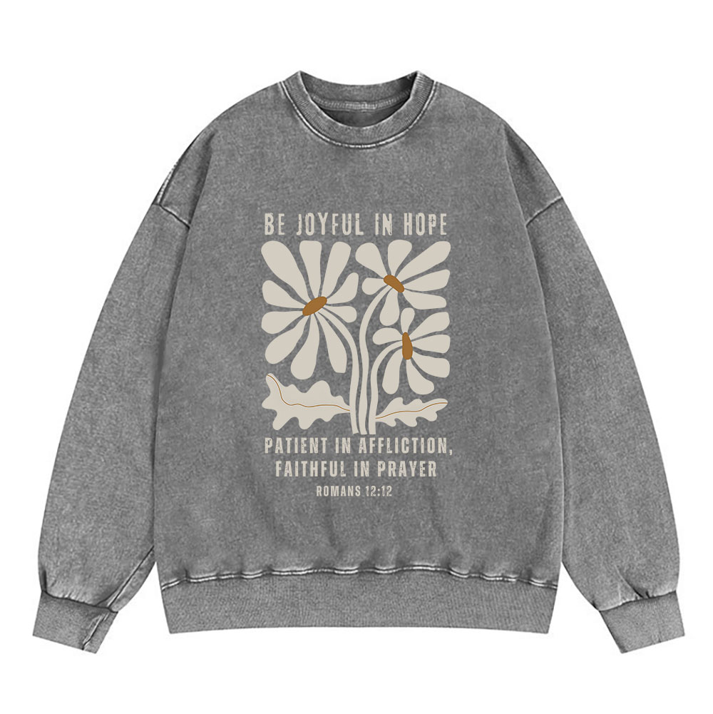Be Joyful In Hope Christian Washed Sweatshirt