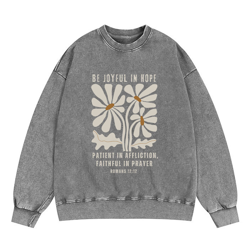 Be Joyful In Hope Christian Washed Sweatshirt