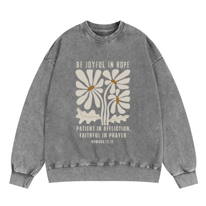 Be Joyful In Hope Christian Washed Sweatshirt