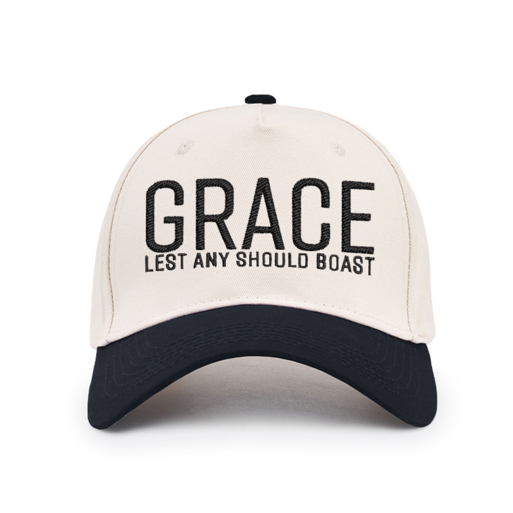 Grace Lest Any Should Boast Christian Color Block Hat