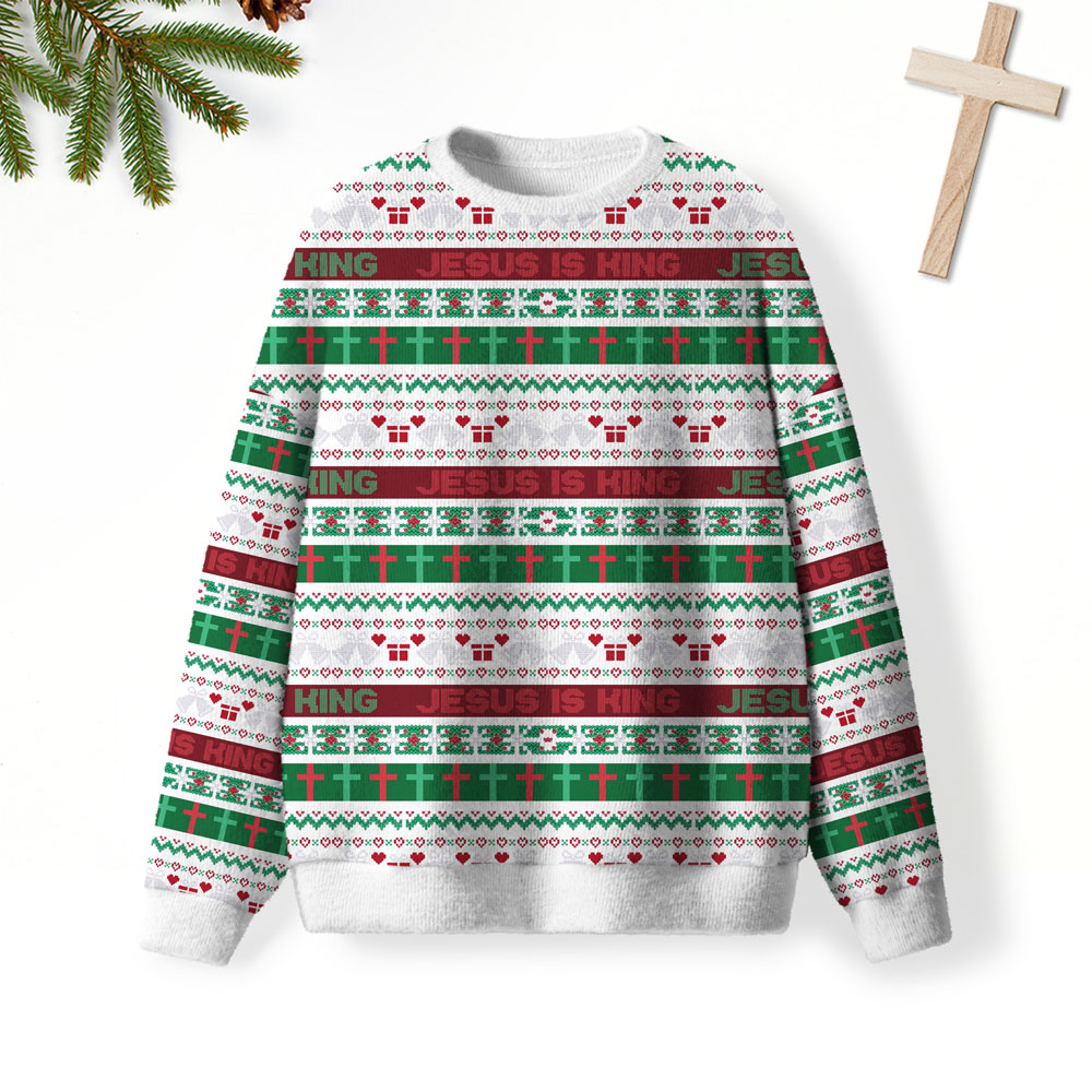 Jesus Is Hing Christmas Furry Christian Lightweight Sweater
