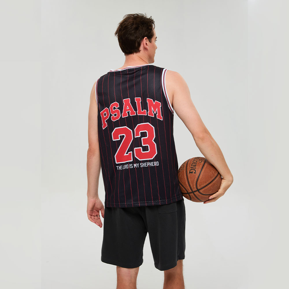 Psalm 23 Black Stripes Christian Mesh Jersey Tank Top