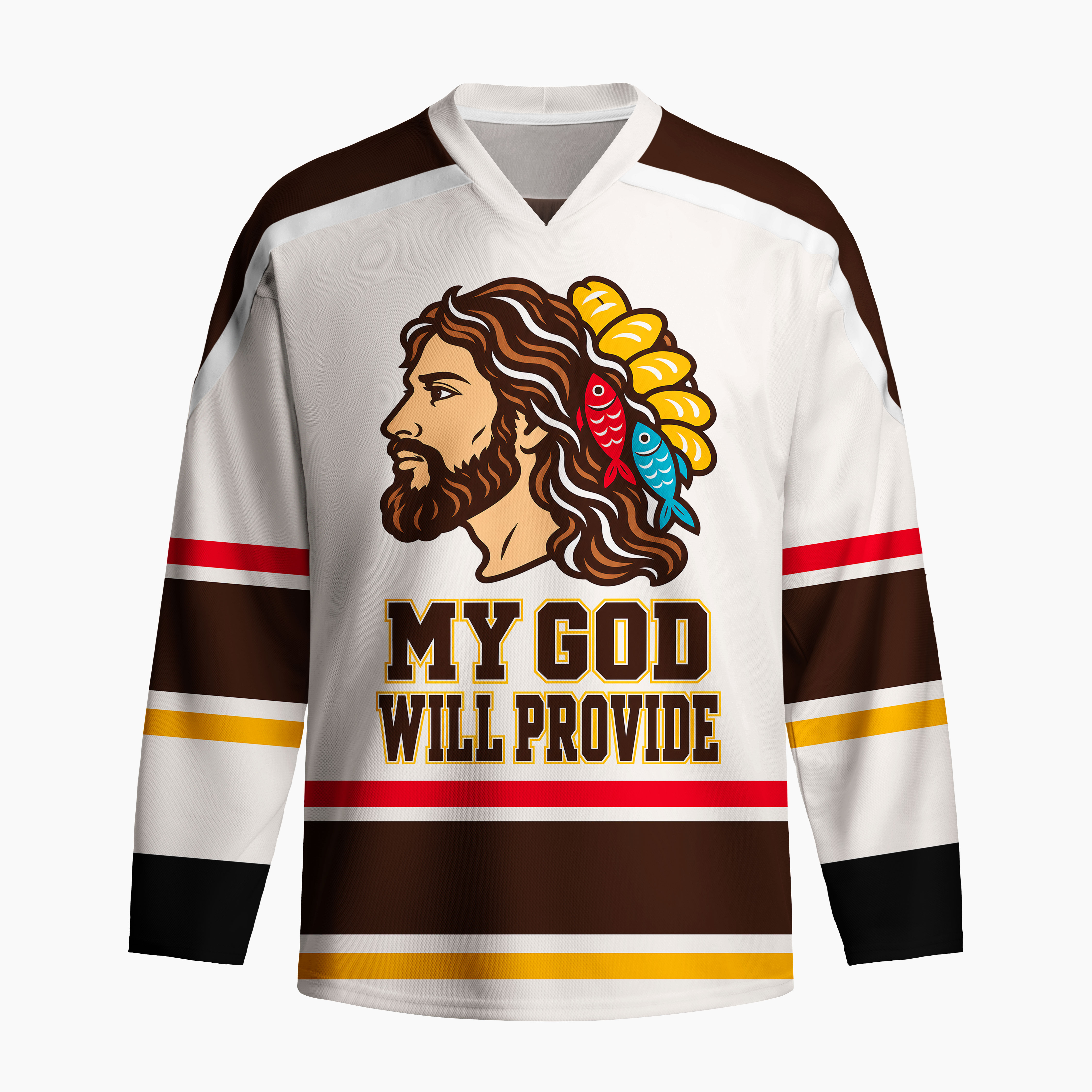 My God Will Provide Christian Long Sleeve Hockey Jersey