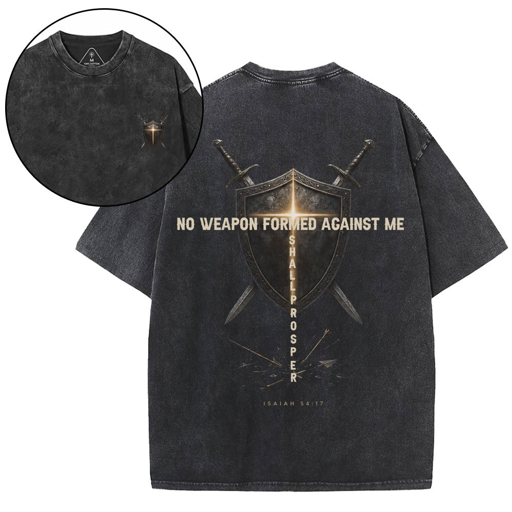 No Weapon Against Me Christian Washed T-Shirt