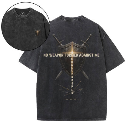 No Weapon Against Me Christian Washed T-Shirt