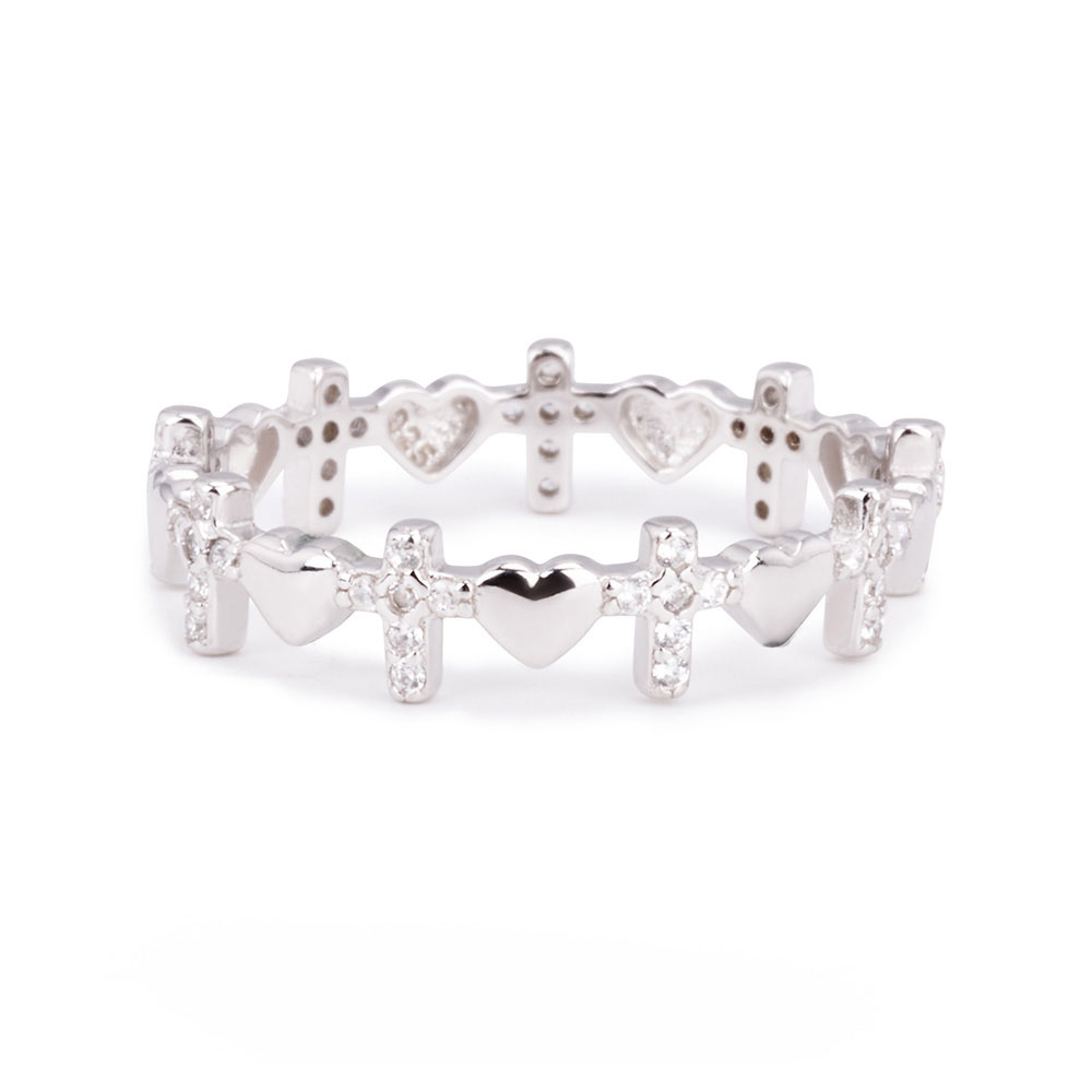 Cross Heart Ring Religious Gift for Women