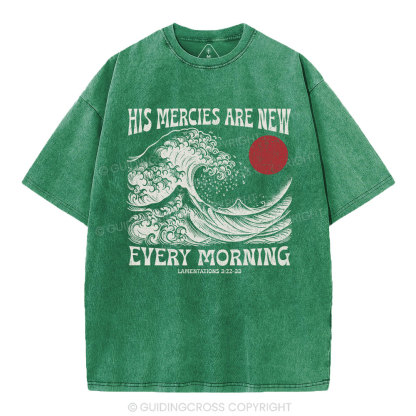 His Mercies Are New  Christian Washed T-Shirt
