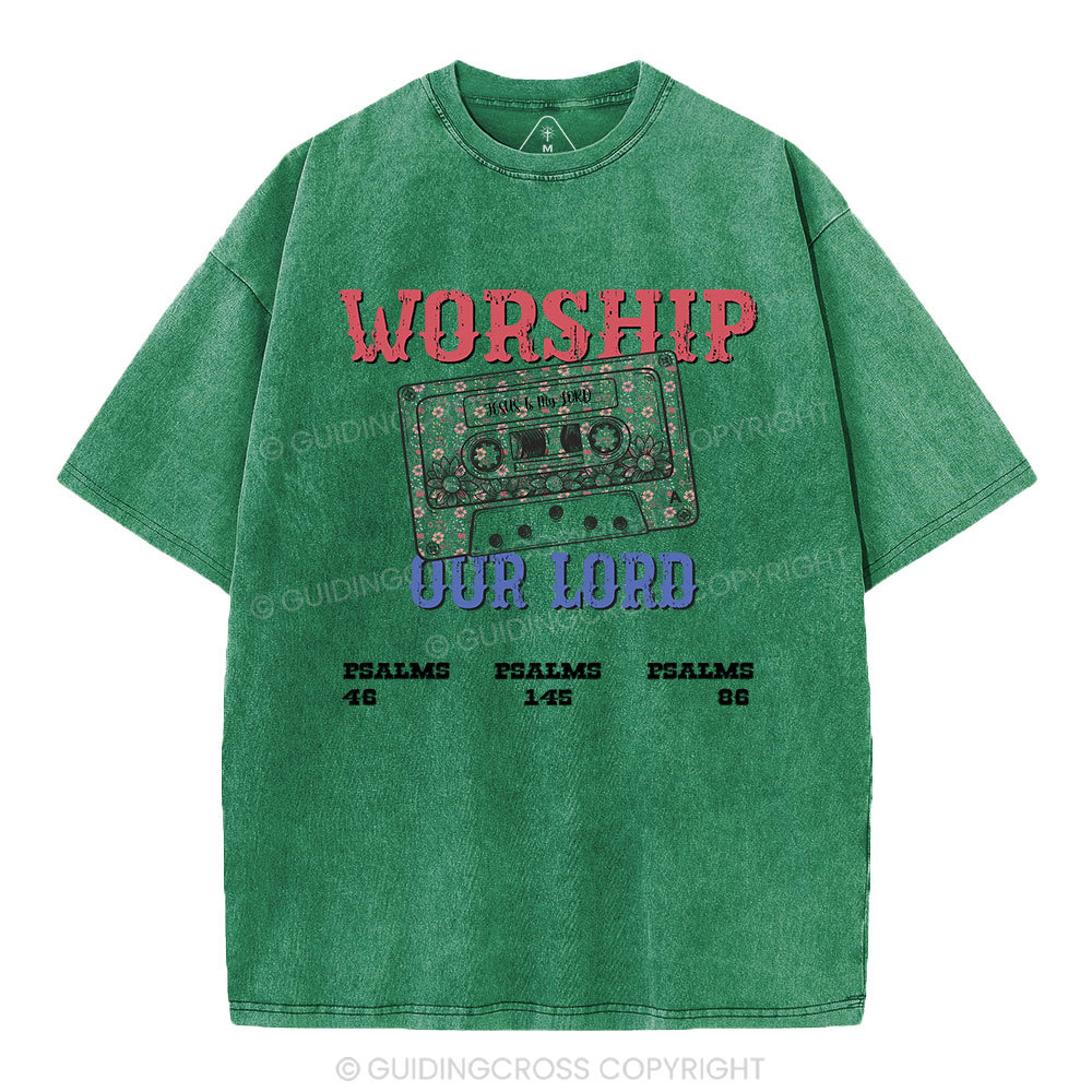 Worship Our Lord Christian Washed T-Shirt