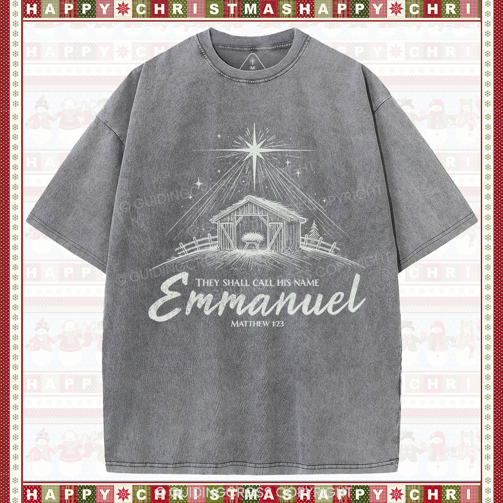 Emmanuel Christmas Christian Washed T-Shirt