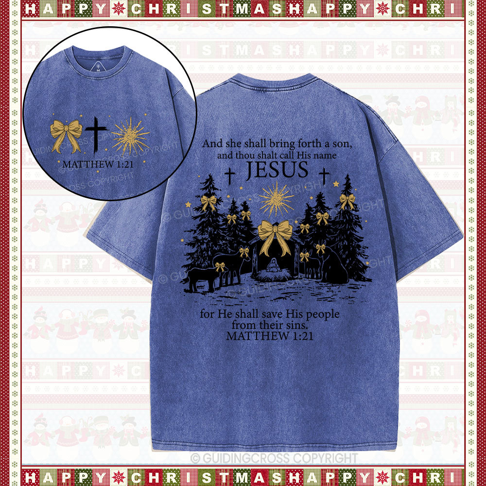 Jesus Nativity Christmas Christian Washed T-Shirt