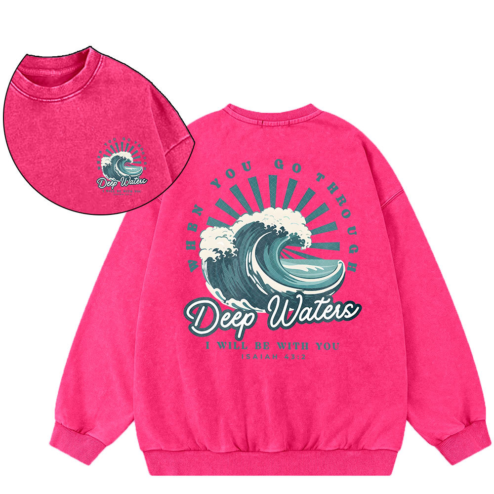 Deep Water Christian Washed Sweatshirt Sale - GuidingCross