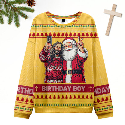 Jesus And Santa Ugly Sweater Design Christmas Christian Sweatshirt
