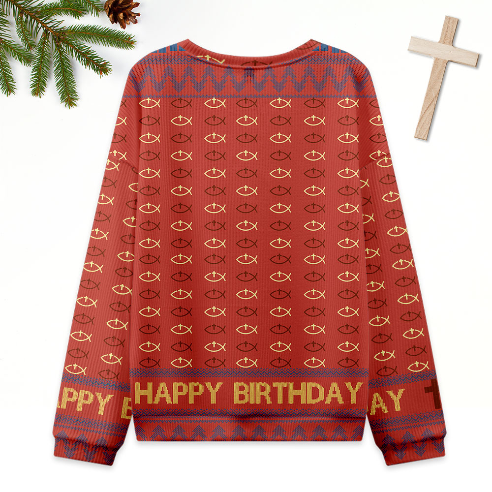 Jesus Fish Ugly Sweater Design Christmas Christian Sweatshirt
