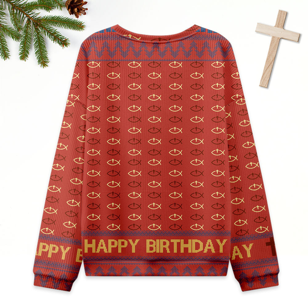 Jesus Fish Ugly Sweater Design Christmas Christian Sweatshirt