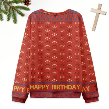Jesus Fish Ugly Sweater Design Christmas Christian Sweatshirt
