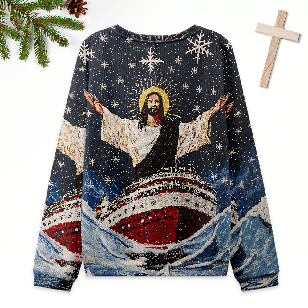Jesus On A Cruise Ugly Sweater Design Christmas Christian Sweatshirt