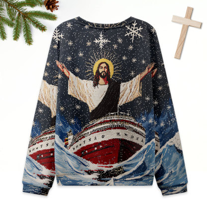 Jesus On A Cruise Ugly Sweater Design Christmas Christian