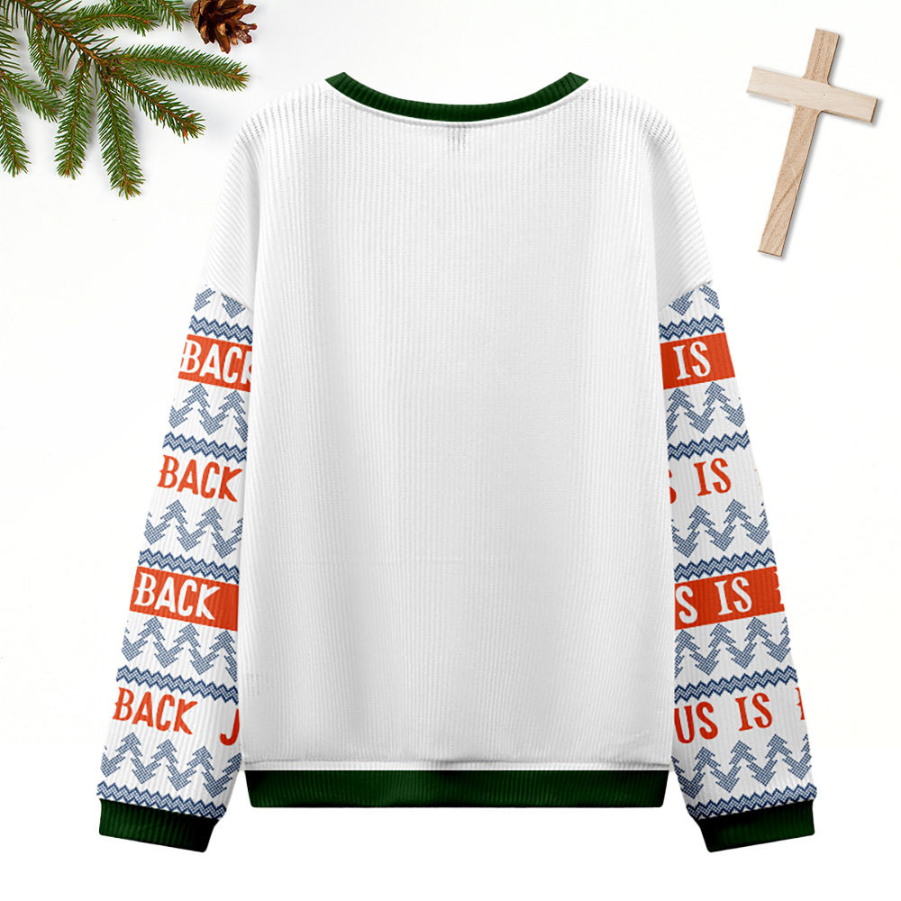 Jesus Riding Dinosaur Christian Ugly Christmas Sweatshirt
