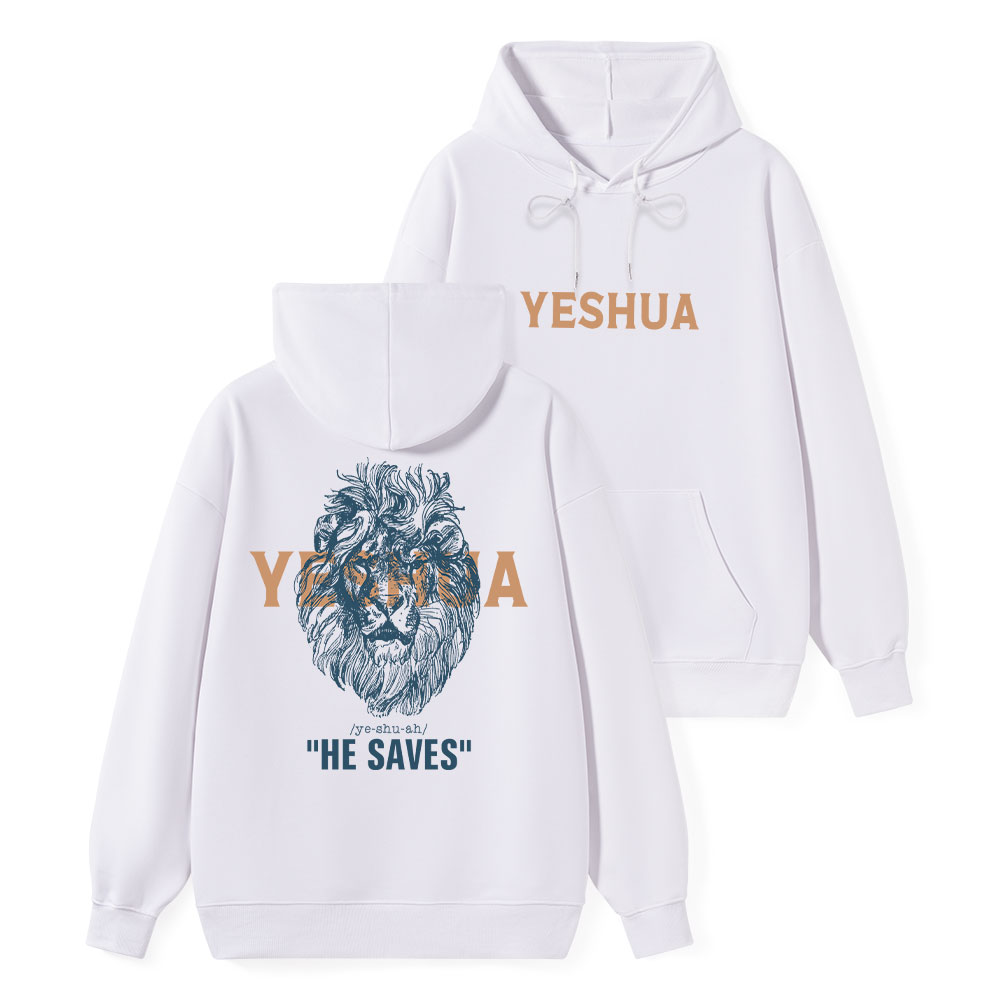 Yeshua He Saves Lion Classic Christian Hoodie
