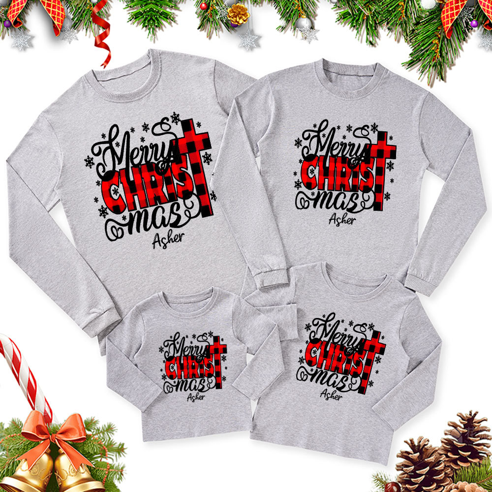Personalized Jesus Is The Reason For The Season Christmas Family Matching Long Sleeve T-Shirt Sale - GuidingCross