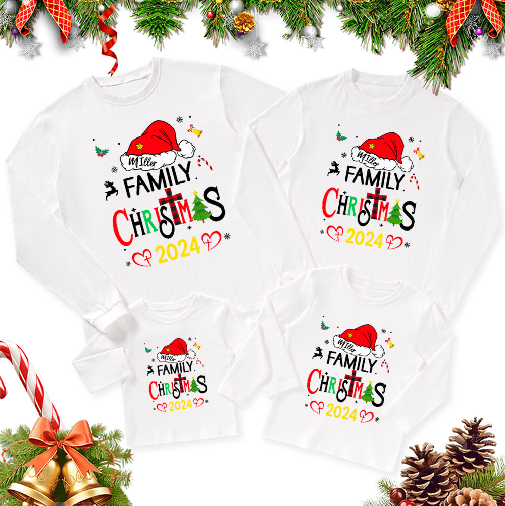 Personalized Family Christmas Family Matching Long Sleeve T-Shirt