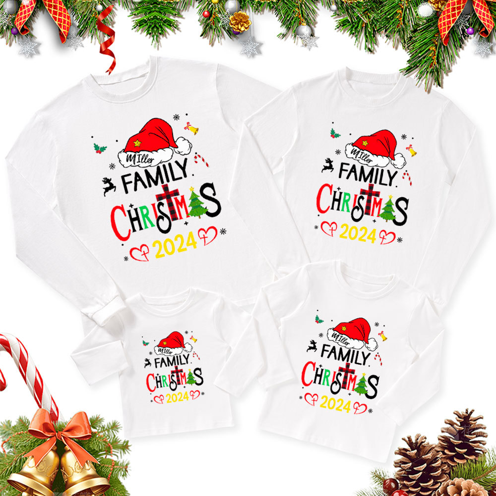 Personalized Family Christmas Family Matching Long Sleeve T-Shirt