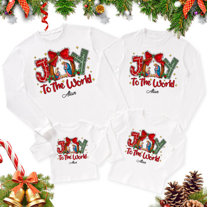 Personalized Jesus Joy To The world Christmas Family Matching Long Sleeve T-Shirt