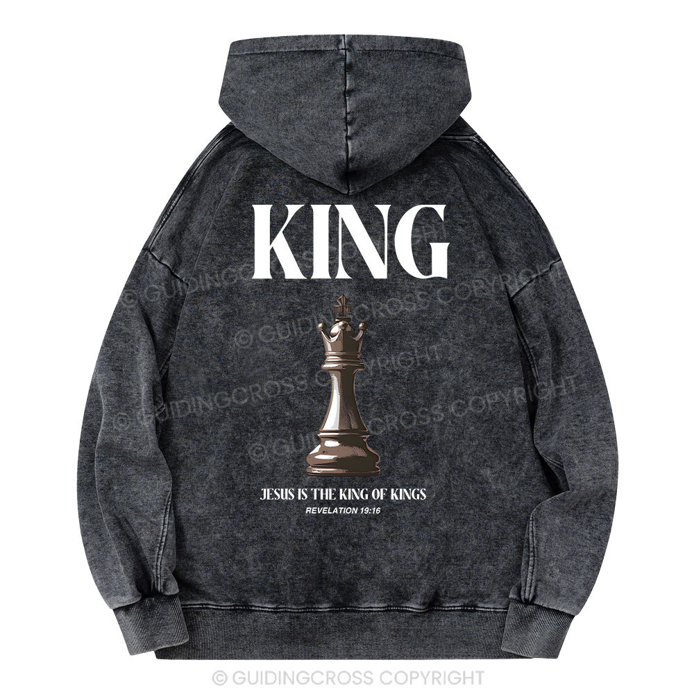 Jesus Is The King Of Kings Christian Washed Hoodie