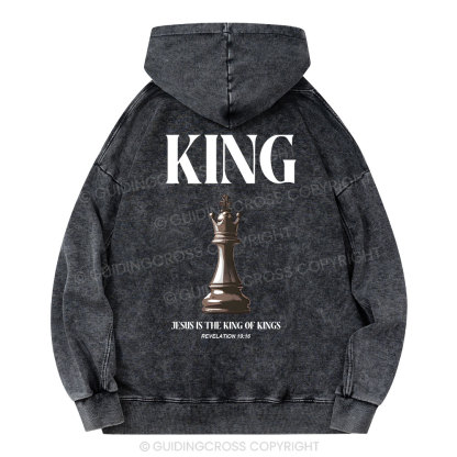 Jesus Is The King Of Kings Christian Washed Hoodie