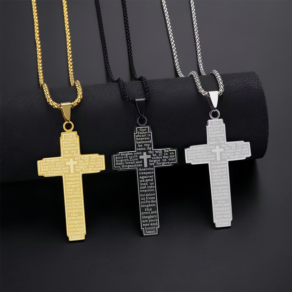 Cross Bible Verse Christian Necklace 