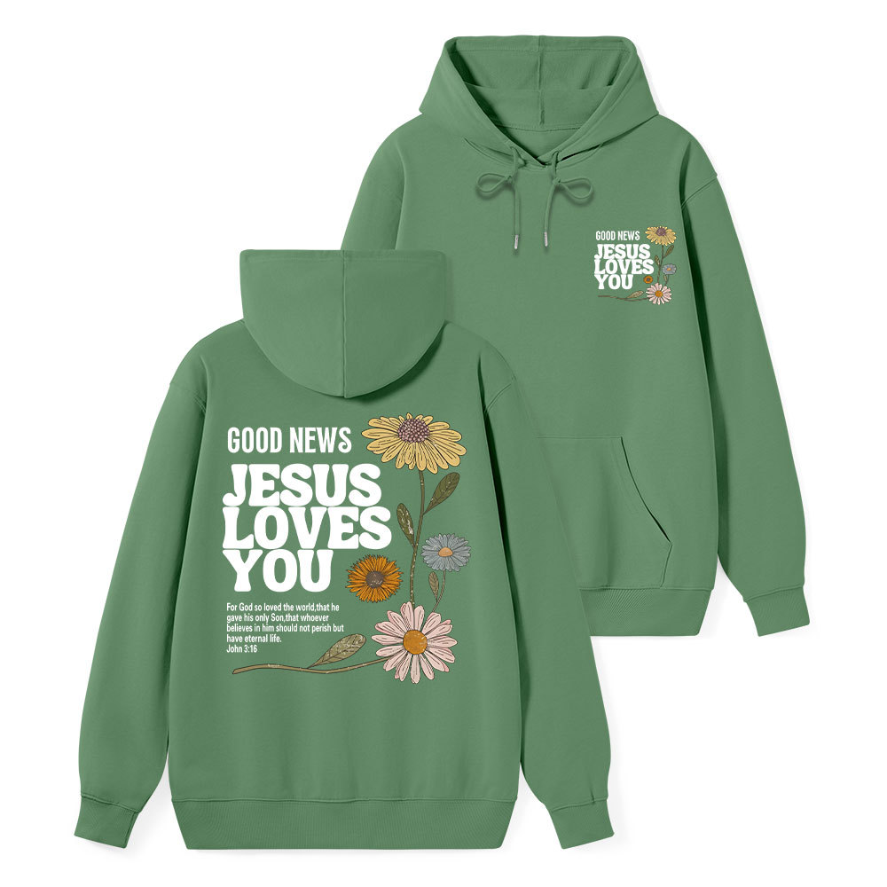 Good News Jesus Loves You Classic Christian Hoodie