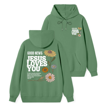 Good News Jesus Loves You Classic Christian Hoodie