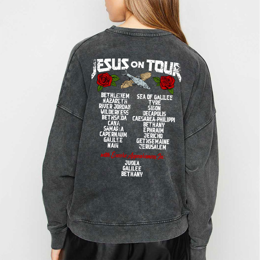 Jesus On Tour Christian Washed Sweatshirt