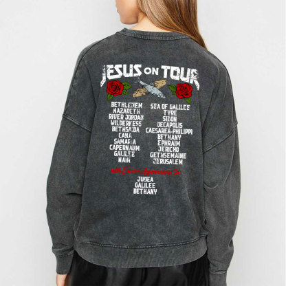 Jesus On Tour Christian Washed Sweatshirt