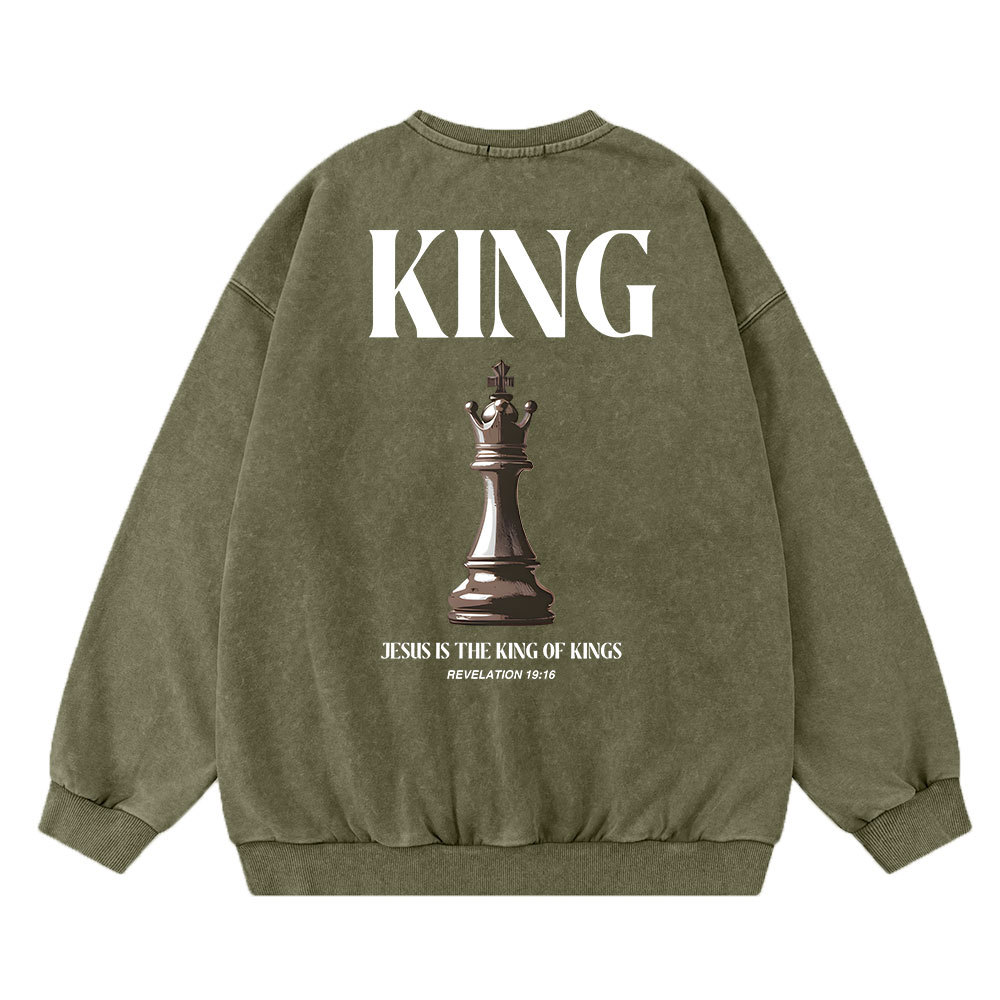 Jesus Is The King Of Kings Christian Washed Sweatshirt