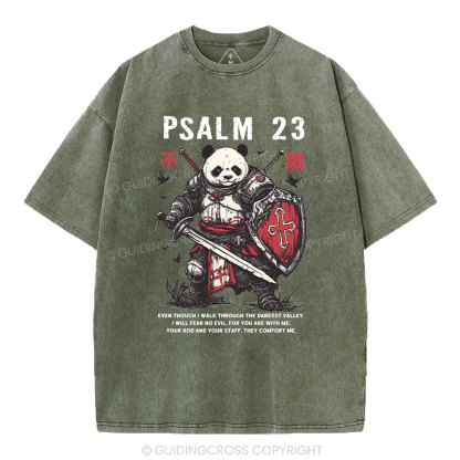 Walk Through The Darkest Valley Panda Warrior Christian Washed T-Shirt