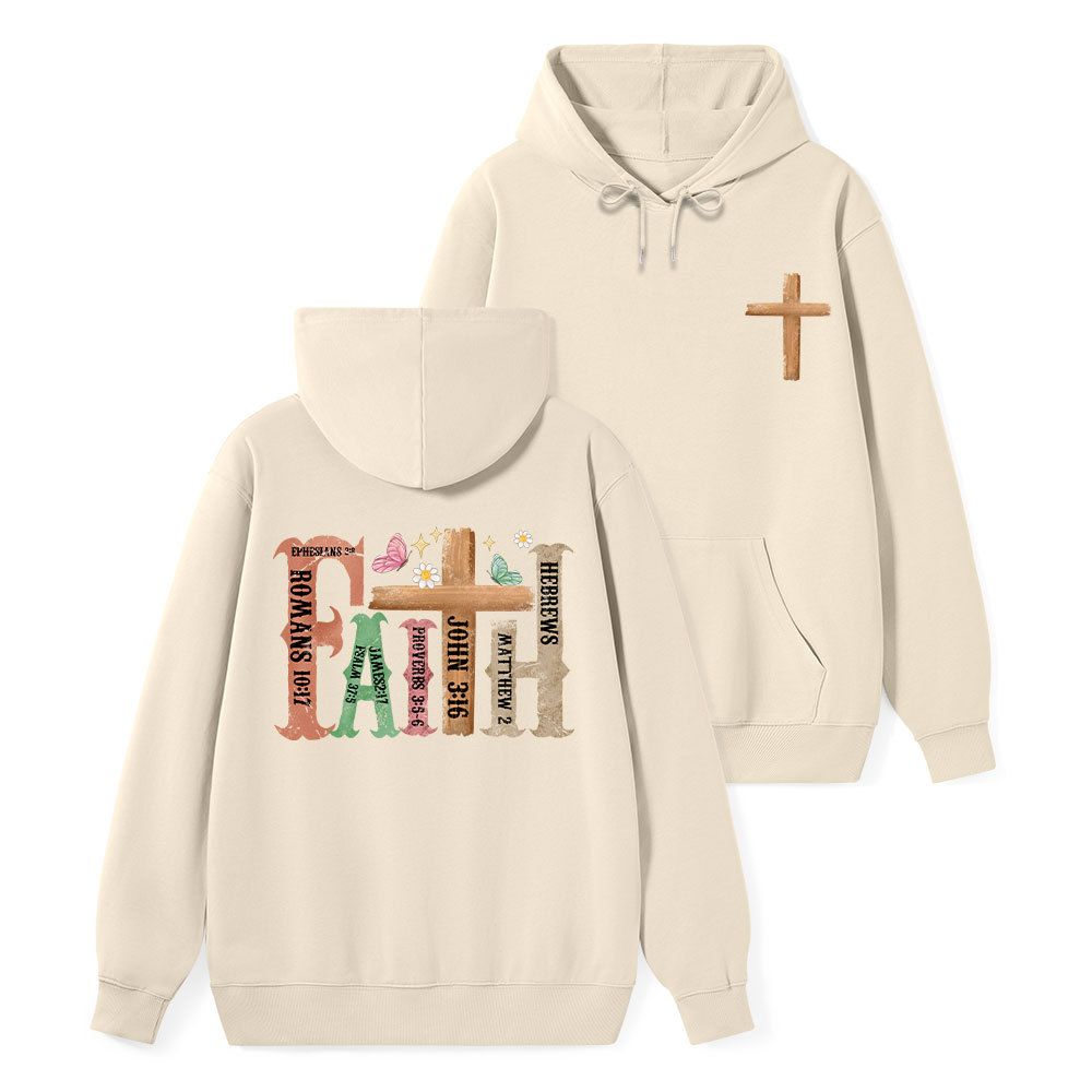 Retro Faith Cross Classic Christian Hoodie