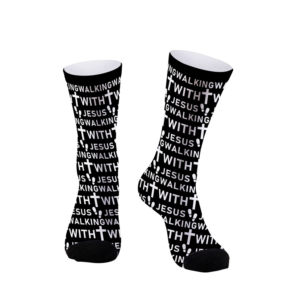 I Walk With Jesus Christian Socks