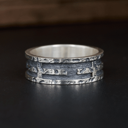 Rustic Cross Ring Christian Sterling Silver Band Ring