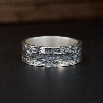 Rustic Cross Ring Christian Sterling Silver Band Ring