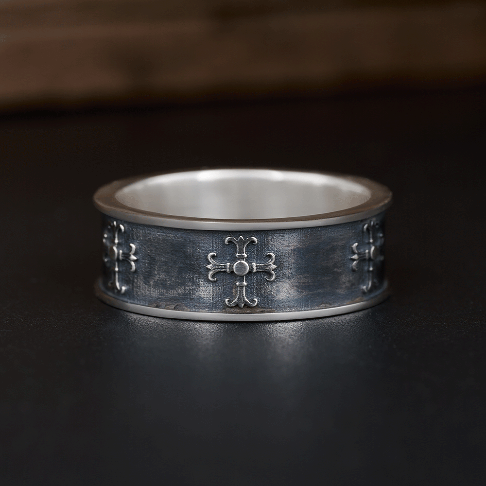 Cross Ring Christian Sterling Silver Band Ring