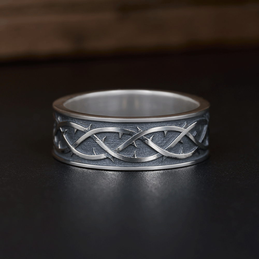 Crown of Thorns Christian Sterling Silver Band Ring