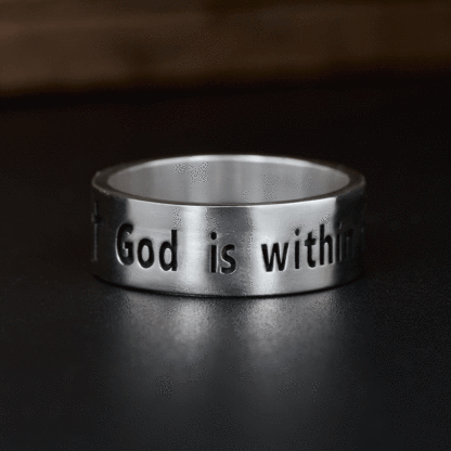 God is within Her - Bible Verse Psalm 46:5 Sterling Silver Band Ring