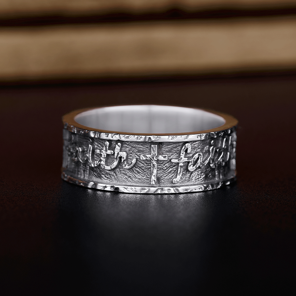 Faith Cross Sterling Silver Band Ring