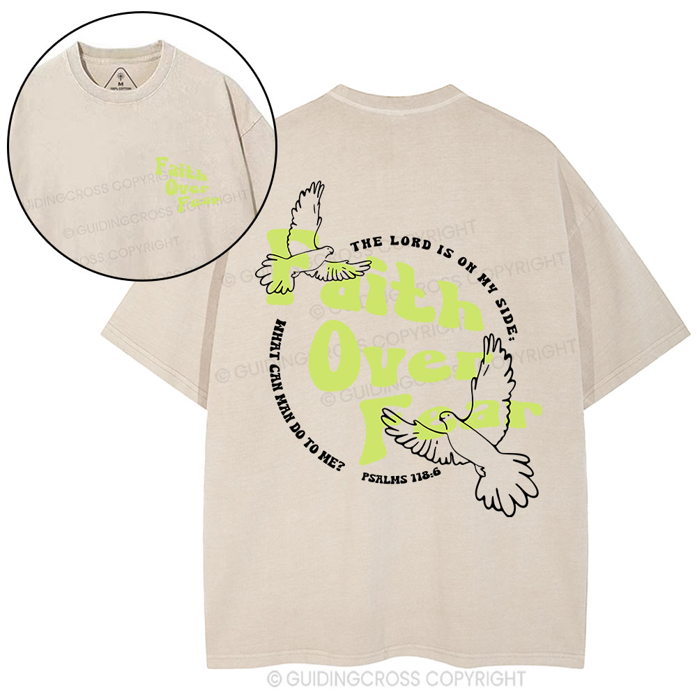 Faith Over Fear Dove Christian Washed T-Shirt