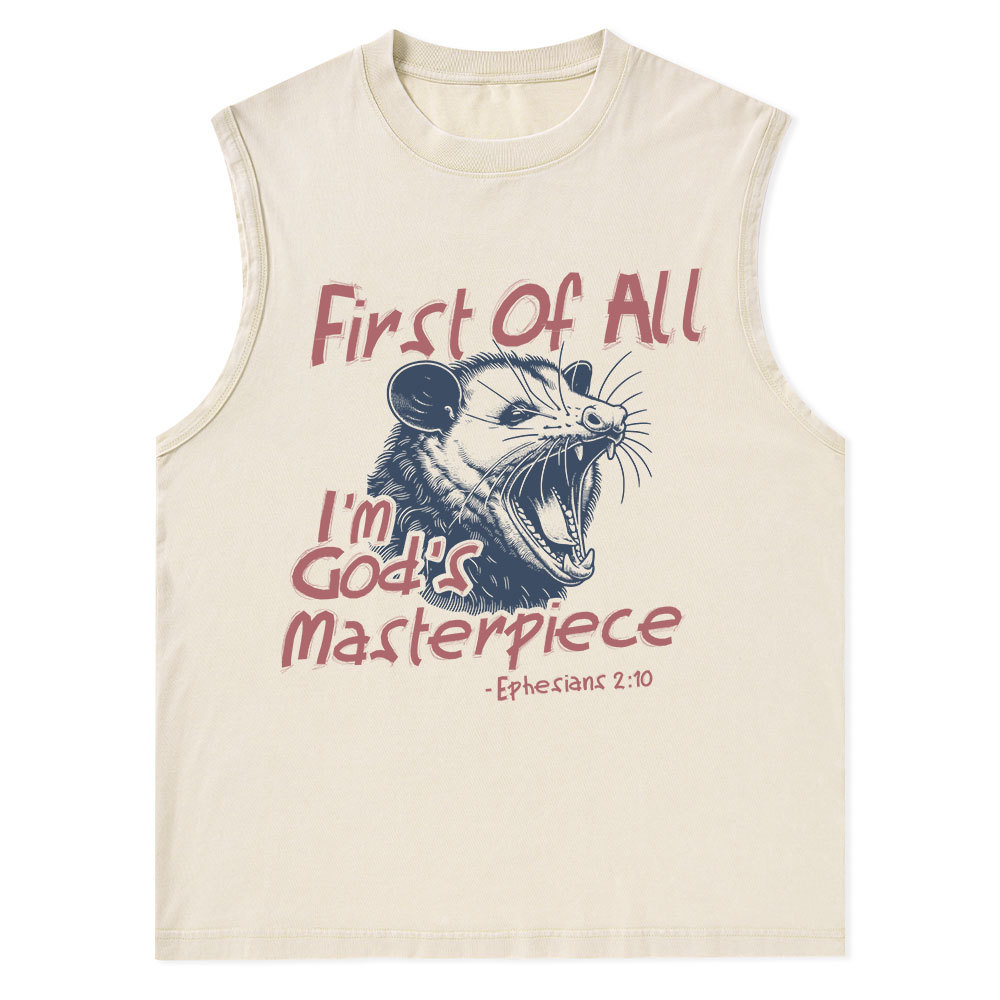 First Of All I'm God's Masterpiece Christian Washed sleeveless Tee